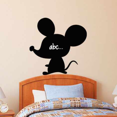 Sticker ardoise tableau noir - stickers muraux adhésif effaçable - SILHOUETTE PETITE SOURIS - 30x30cm (1/3)