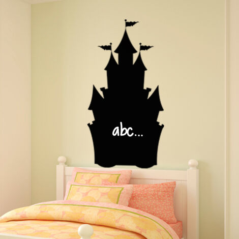 Sticker ardoise tableau noir - stickers muraux adhésif effaçable - DESIGN CHÂTEAU - 55x30cm (1/3)