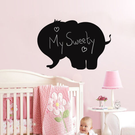 Sticker ardoise tableau noir - stickers muraux adhésif effaçable - SILHOUETTE ÉLÉPHANT - 40x60cm (1/4)
