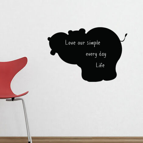 Sticker ardoise tableau noir - stickers muraux adhésif effaçable - SILHOUETTE HIPPOPOTAME - 40x60cm (1/4)
