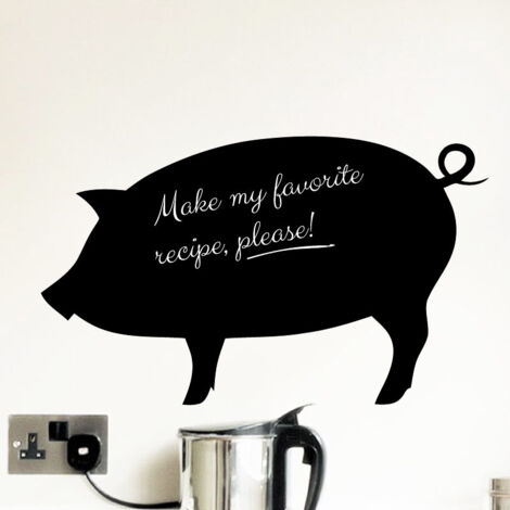 Sticker ardoise tableau noir - stickers muraux adhésif effaçable - COCHON - 55x90cm (1/3)