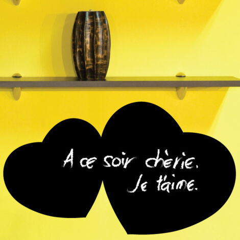 Sticker ardoise tableau noir - stickers muraux adhésif effaçable - COEURS - 30x55cm (1/3)