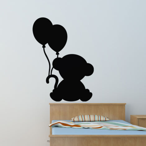 Sticker ardoise tableau noir - stickers muraux adhésif effaçable - NOUNOURS AVEC DES BALLONS - 30x20cm (1/3)