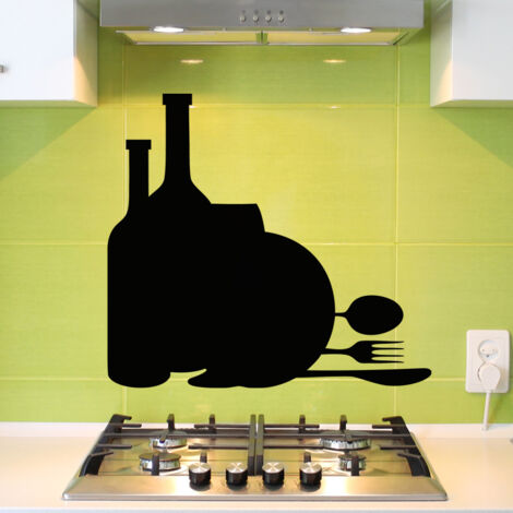 Sticker ardoise tableau noir - stickers muraux adhésif effaçable - DESIGN REPAS - 20x20cm (1/3)