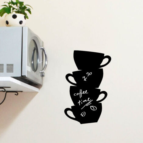 Sticker ardoise tableau noir - stickers muraux adhésif effaçable - TOUR DE TASSES - 25x40cm (1/4)