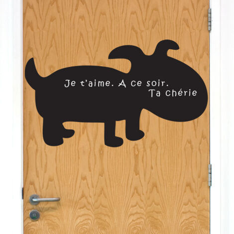 Sticker ardoise tableau noir - stickers muraux adhésif effaçable - CHIEN - 15x25cm (1/3)