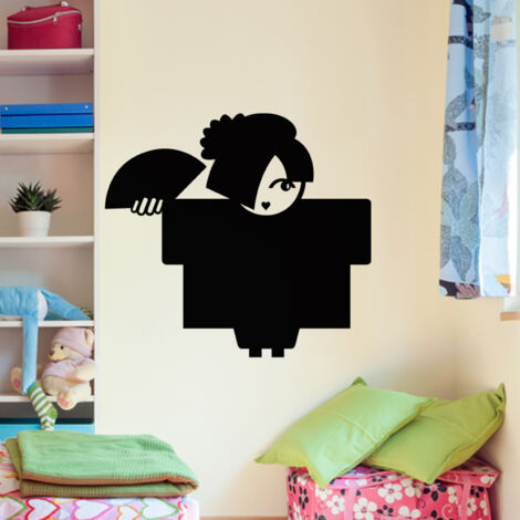 Sticker ardoise tableau noir - stickers muraux adhésif effaçable - CARICATURE D'UNE JAPONAISE - 20x20cm (1/3)