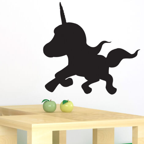 Sticker ardoise tableau noir - stickers muraux adhésif effaçable - LICORNE - 30x30cm (1/2)