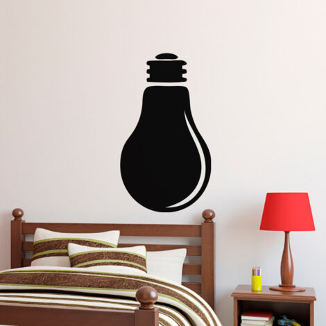 Sticker ardoise tableau noir - stickers muraux adhésif effaçable - DESIGN AMPOULE - 55x30cm (1/3)