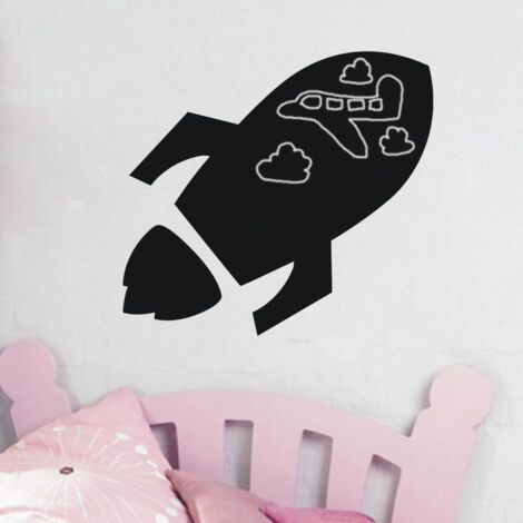 Sticker ardoise tableau noir - stickers muraux adhésif effaçable - FUSÉE DE L'ESPACE - 40x45cm (1/4)