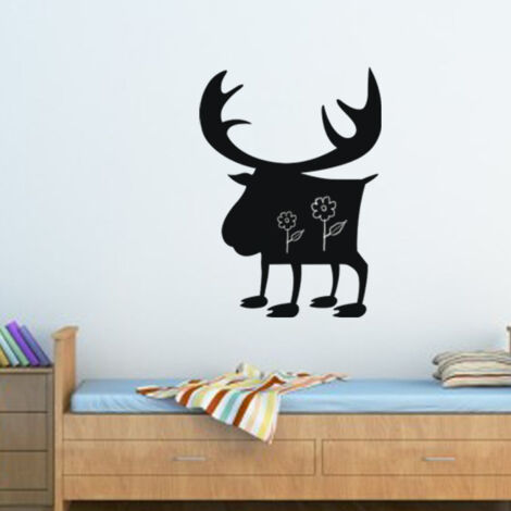 Sticker ardoise tableau noir - stickers muraux adhésif effaçable - SILHOUETTE CERF - 55x40cm (1/4)