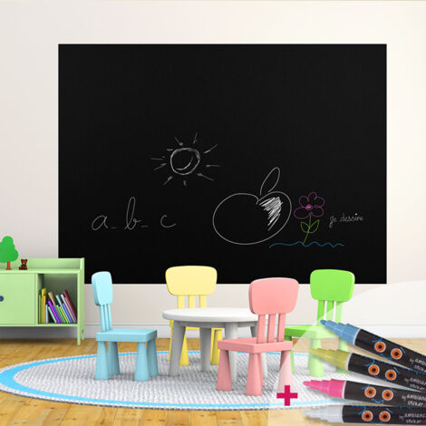 Sticker ardoise tableau noir - stickers muraux adhésif effaçable - ARDOISE GÉANTE H110XL150CM - H110xL150cm(2xH55xL150cm) (1/5)