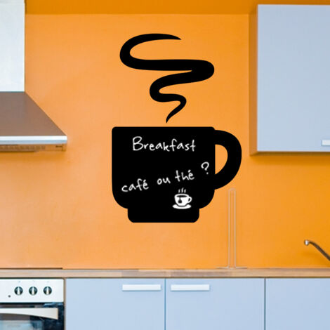 Sticker ardoise tableau noir - stickers muraux adhésif effaçable - CAFÉ CHAUD - 40x30cm (1/3)