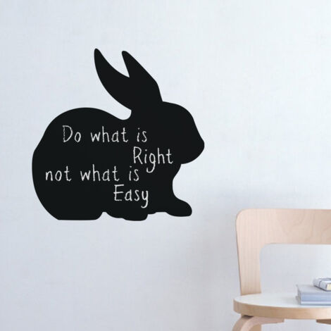 Sticker ardoise tableau noir - stickers muraux adhésif effaçable - SILHOUETTE LAPIN - 40x40cm (1/4)