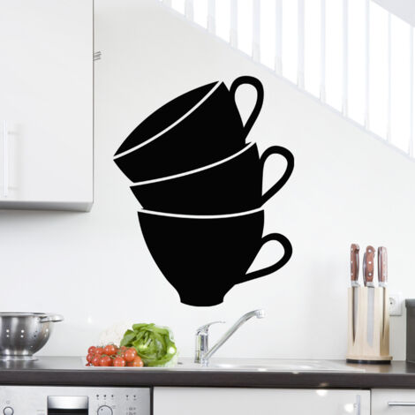 Sticker ardoise tableau noir - stickers muraux adhésif effaçable - LOT DE TASSES - 20x15cm (1/3)