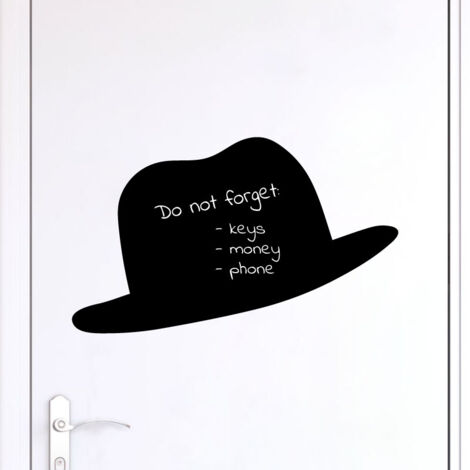 Sticker ardoise tableau noir - stickers muraux adhésif effaçable - CHAPEAU - 15x30cm (1/3)