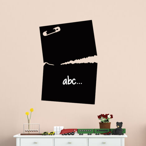 Sticker ardoise tableau noir - stickers muraux adhésif effaçable - EPINGLE ET PAPIER DÉCHIRÉ - 40x30cm (1/3)