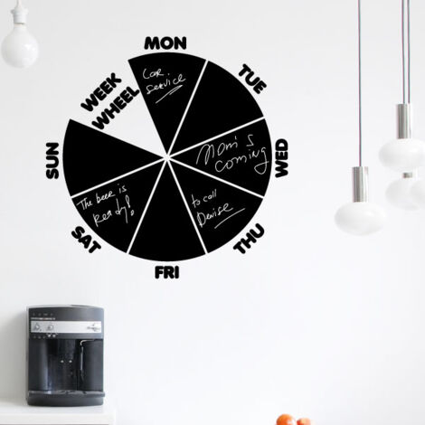 Sticker ardoise tableau noir - stickers muraux adhésif effaçable - CALENDRIER ROUE HEBDOMADAIRE - 55x55cm (1/3)
