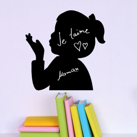Sticker ardoise tableau noir - stickers muraux adhésif effaçable - BISOUS DE PETITE - 30x30cm (1/3)