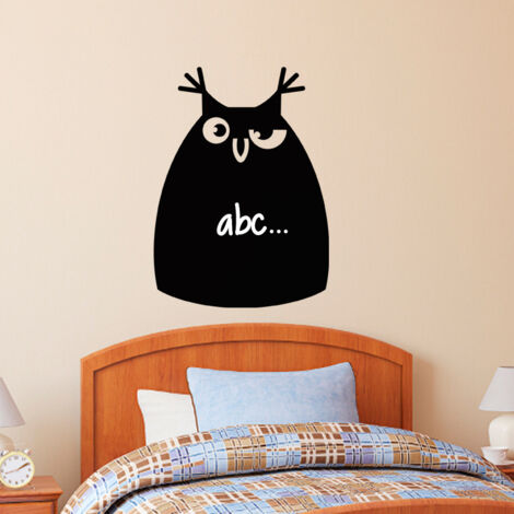 Sticker ardoise tableau noir - stickers muraux adhésif effaçable - CARICATURE HIBOU - 30x20cm (1/3)