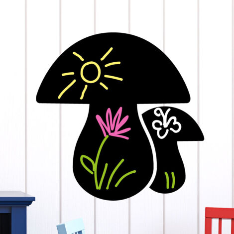 Sticker ardoise tableau noir - stickers muraux adhésif effaçable - CHAMPIGNONS - 70x70cm (1/3)