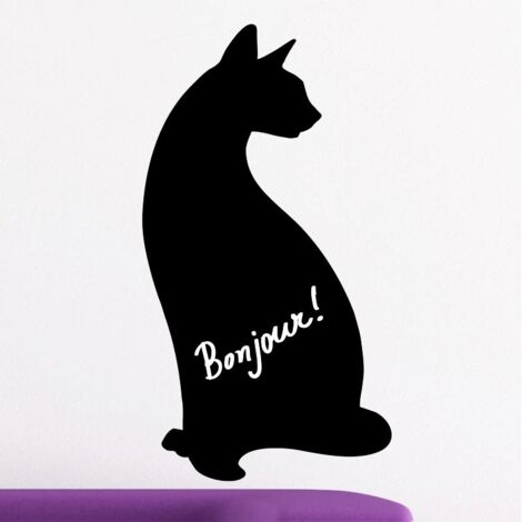 Sticker ardoise tableau noir - stickers muraux adhésif effaçable - CHAT II - 35x19cm (1/3)