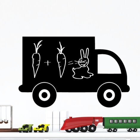 Sticker ardoise tableau noir - stickers muraux adhésif effaçable - CAMION - 110x175cm (1/3)