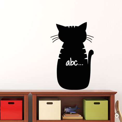 Sticker ardoise tableau noir - stickers muraux adhésif effaçable - CARICATURE CHAT - 30x20cm (1/3)