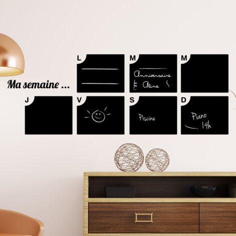 Sticker ardoise tableau noir - stickers muraux adhésif effaçable - MA SEMAINE ... - 55x35cm (1/4)