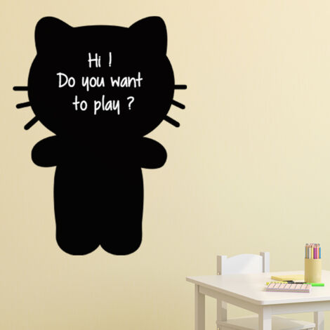 Sticker ardoise tableau noir - stickers muraux adhésif effaçable - CARICATURE CHATON - 30x20cm (1/3)