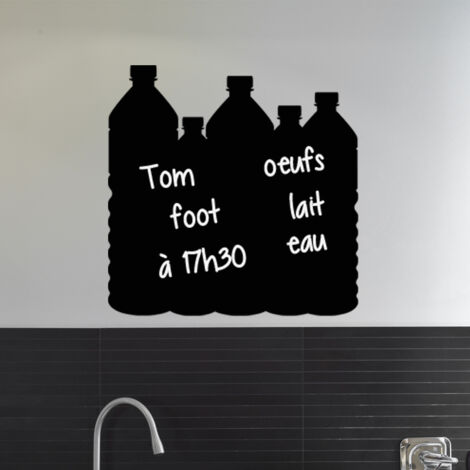 Sticker ardoise tableau noir - stickers muraux adhésif effaçable - DESIGN BOUTEILLES - 30x30cm (1/3)
