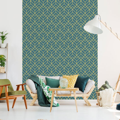 Papier peint intissé pré-encollé - ART DÉCO SCANDINAVE NUANCE BLEU - 1 rouleau de 300x60cm (1/5)