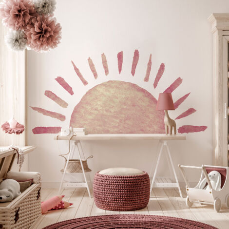 Papier peint intissé pré-encollé fresques géantes - COUCHER DE SOLEIL ROSE - 60x75cm (1/5)