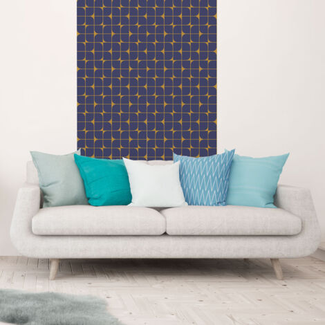 Papier peint intissé pré-encollé - RÉTRO MAUVE ET JAUNE - 1 rouleau de 300x60cm (1/5)