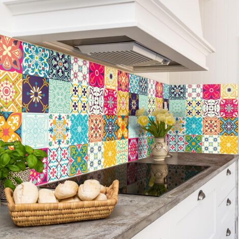 Stickers muraux - Sticker Mural Carrelage adhésif Cuisine Salle de Bain - AZULEJOS AGOSTINA - 24stickers30x30cm (1/5)