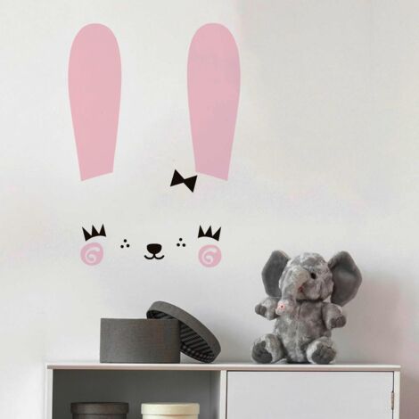 Stickers muraux Sticker Mural Autocollant - LAPINE SOURIANTE - adhésifs fond transparent - 40x20cm (1/5)