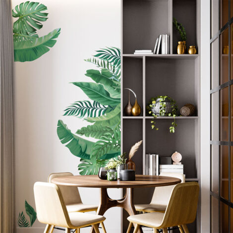 Stickers Muraux Plantes Tropicales Tanlaby - Feuilles Palmier Vert Pour Décoration Salon Chambre