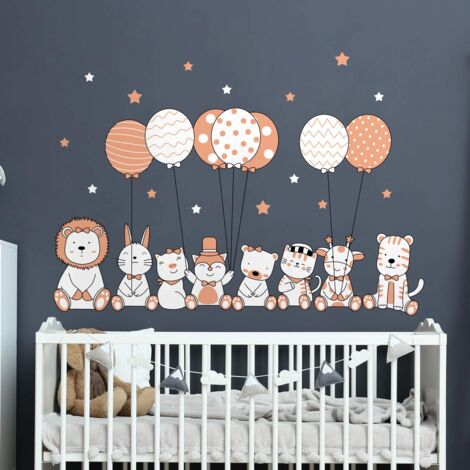 Stickers muraux Sticker Mural Autocollant - ANIMAUX ACROBATES ET LES BALLONS FANTASTIQUES - Stickers adhésifs - 150x100cm (1/5)