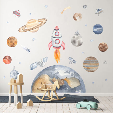 Stickers muraux Sticker Mural Autocollant - PLANÈTE TERRE DANS L'ESPACE - Stickers adhésifs - 110x165cm