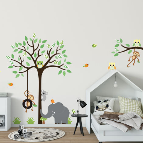 Stickers muraux Sticker Mural Autocollant - ANIMAUX ÉLÉGANTS DANS LA JUNGLE - Stickers adhésifs - 70x95cm (1/5)