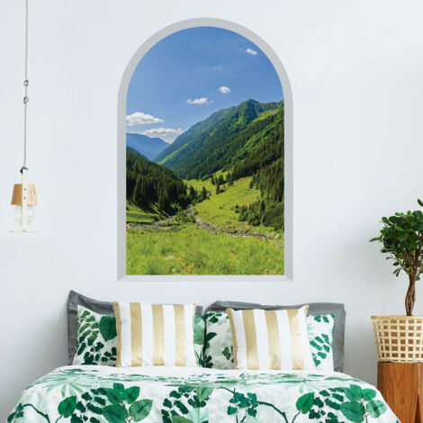 Papier peint intissé pré-encollé fresques géantes - ARCHE PAYSAGE DES MONTAGNES PAISIBLE - 90x60cm (1/4)