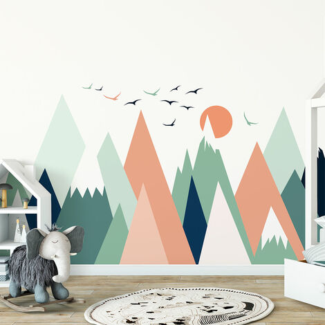 Stickers enfant montagnes scandinaves nolwka 120 x 180 cm