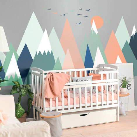 Sticker Mural Géant Montagnes Scandinaves - Autocollant Enfant Pour Chambre Bébé, Décoration Murale 55 X 110 Cm Janeka