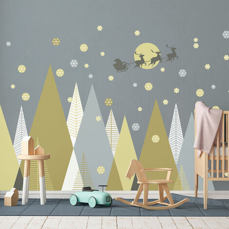 Stickers Noël montagnes scandinaves féériques 40 x 60 cm (1/5)