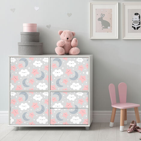 Sticker meuble enfant nuages et ciel étoilé 40 x 60 cm (1/5)
