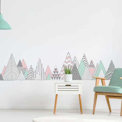 Stickers muraux - Décoration chambre salon - Autocollant Sticker mural géant montagnes scandinaves VIRUNGA - 80x120cm (1/5)