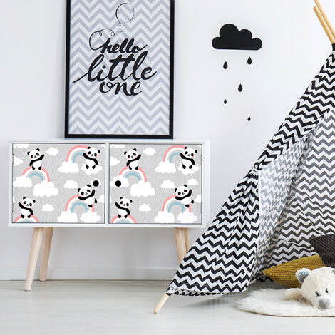 Sticker meuble enfant pandas et arcs-en-ciel 40 x 60 cm (1/5)