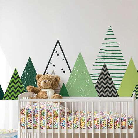 Stickers muraux enfants - Décoration chambre bébé - Autocollant Sticker mural géant enfant montagnes scandinaves DARKA - 90x155cm (1/5)