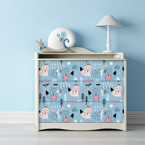 Sticker meuble pour enfant renards scandinaves 40 x 60 cm (1/5)