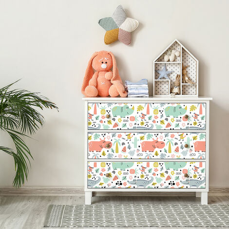 Sticker meuble pour enfant animaux souriants 40 x 60 cm (1/5)